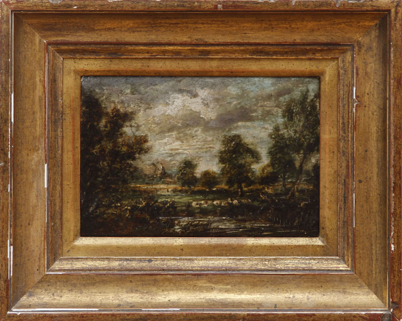 Appraisal: ATTRIBUTED TO JOHN CONSTABLE - LANDSCAPE SKETCH Oil on paperboard