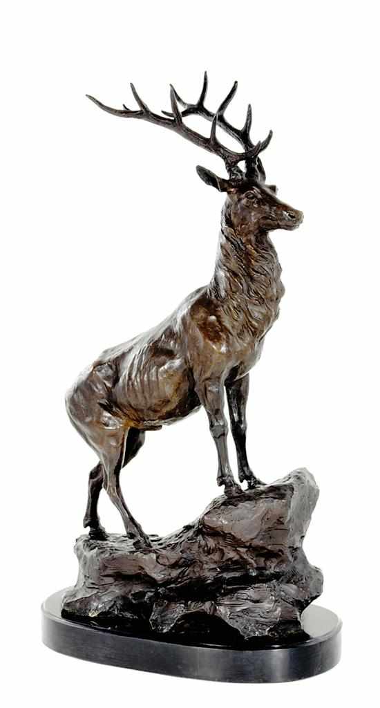 Appraisal: American school th century MAJESTIC STAG bronze on marble base