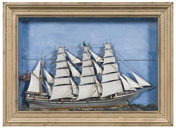 Appraisal: SHIP DIORAMA OF FOUR-MASTER America late th or early th