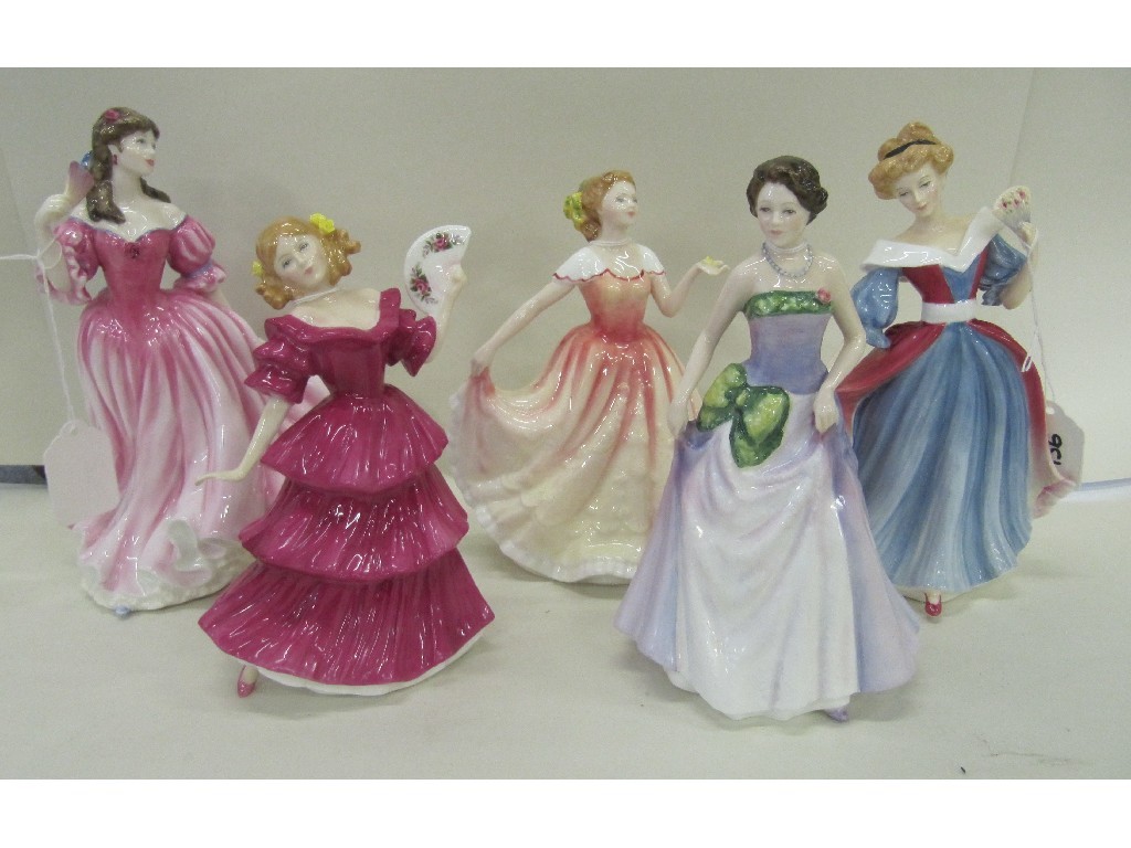 Appraisal: Five Royal Doulton figures Jessica HN Deborah HN Jennifer HN