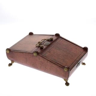 Appraisal: Regency brass mounted leather card box Regency brass mounted leather