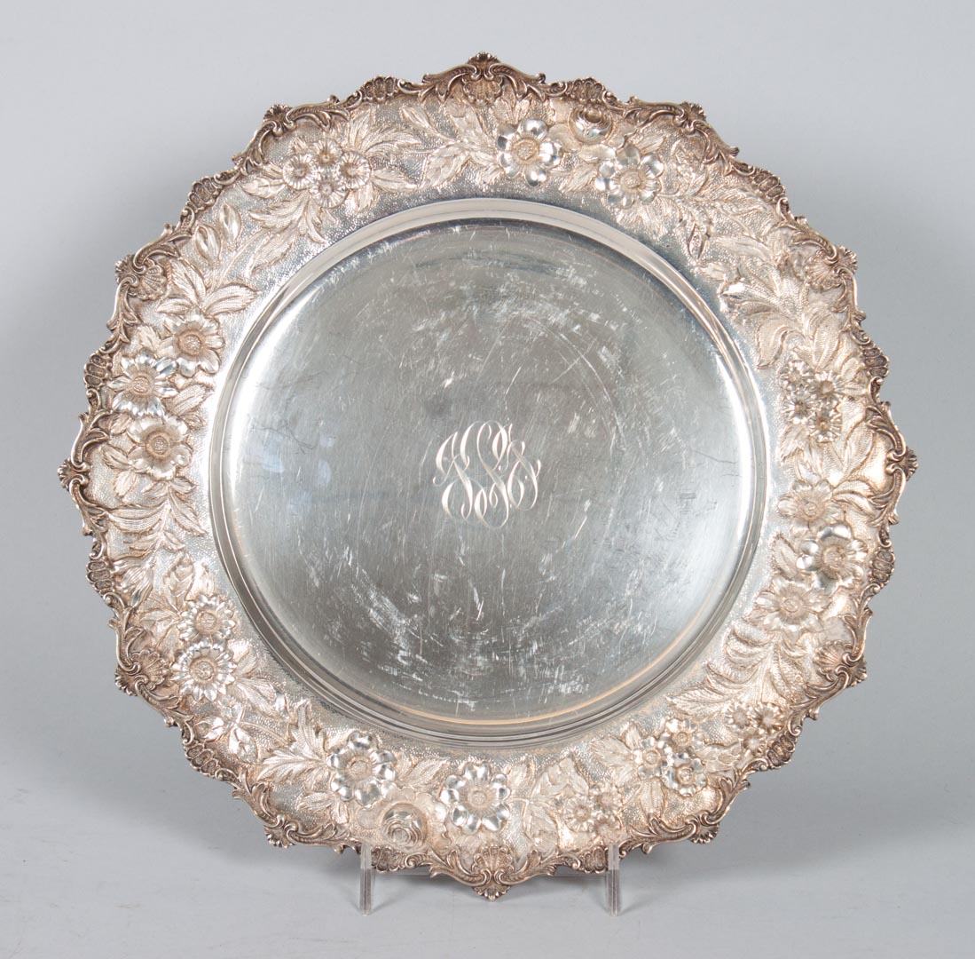 Appraisal: Kirk Repousse sterling silver cake plate pattern in Diam ozt