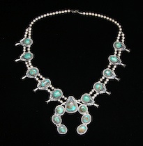 Appraisal: A Native American Squash Blossom Necklace Of Silver and Turquoise