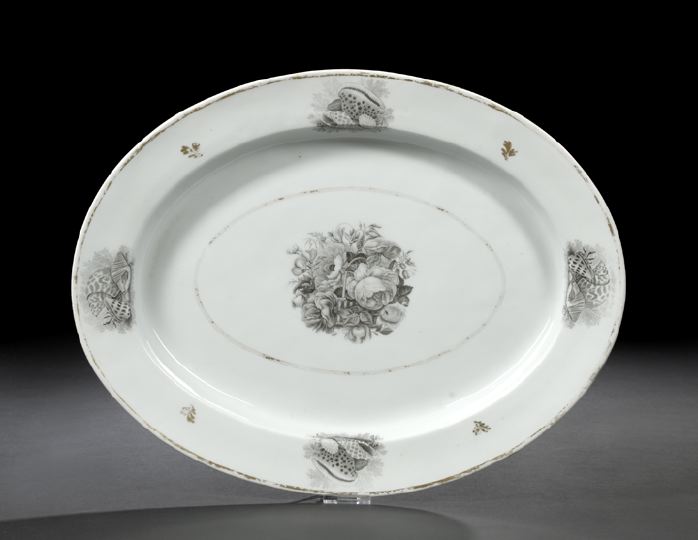 Appraisal: Good English Gray Transfer-Printed Sea Shells Porcelain Platter fourth quarter