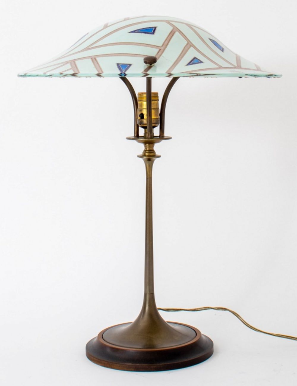 Appraisal: MAXONADE VERRIER D ART SHADED BRONZE LAMP Maxonade Verrier D