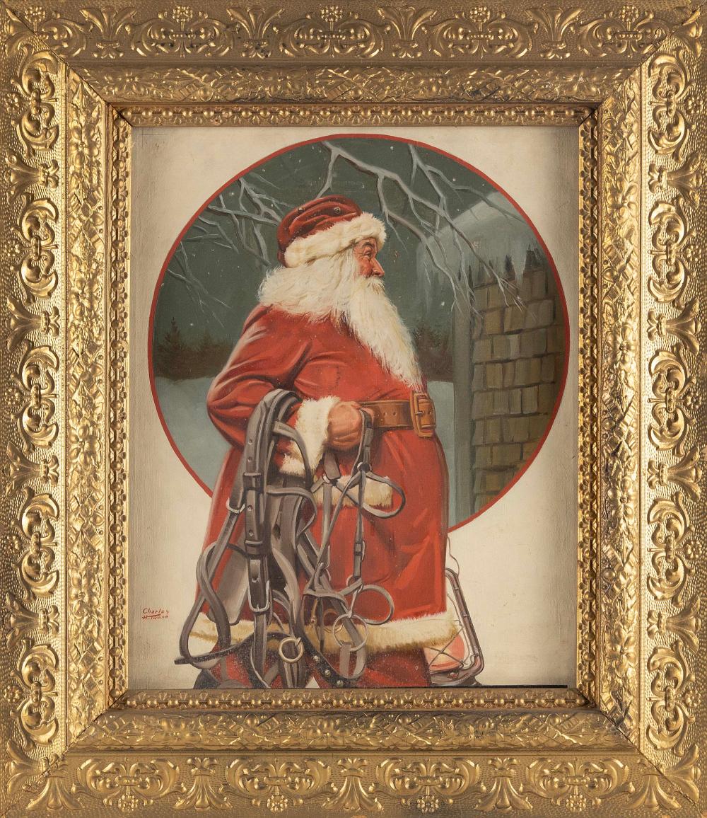 Appraisal: CHARLES TOWNE America Early th Century Portrait of Santa Claus