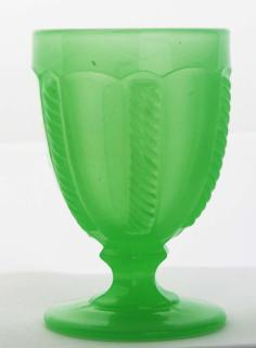 Appraisal: th c pattern molded egg cup bright light jade green