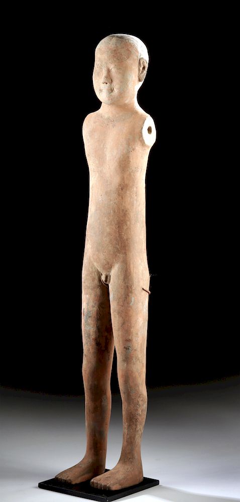 Appraisal: Chinese Han Dynasty Terracotta Standing Guardian Figure East Asia China