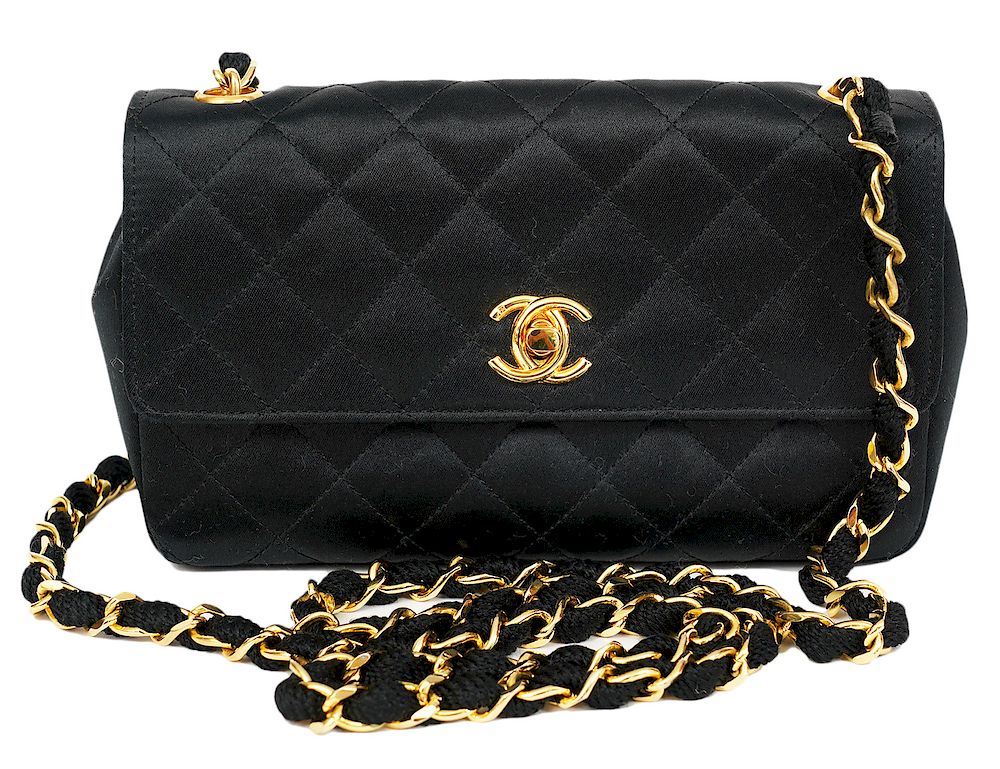 Appraisal: Chanel Classic Mini Satin Shoulder Flap Bag Chanel classic mini