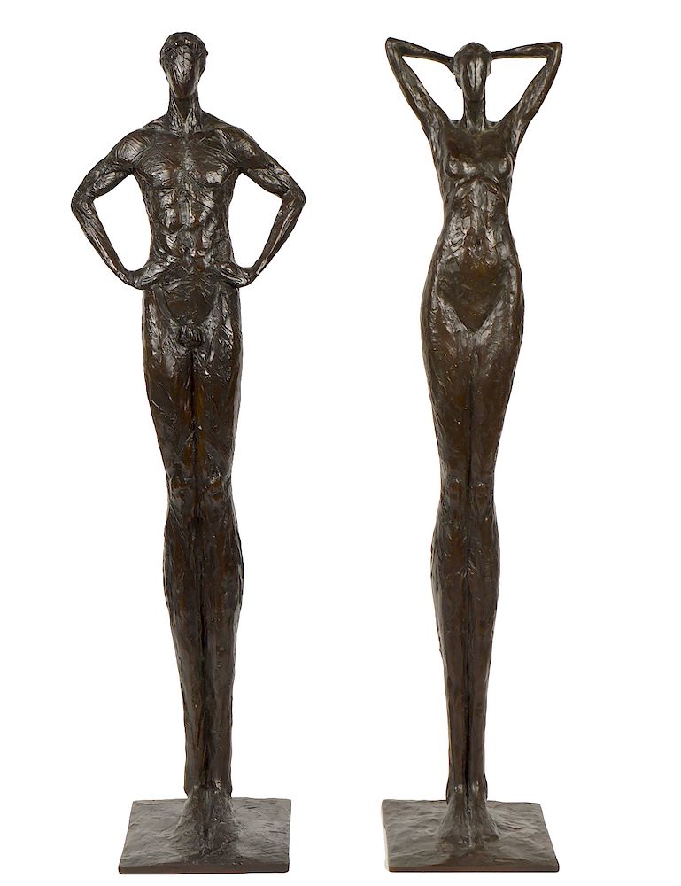 Appraisal: Tom Corbin Male Female Bronzes Sculptures Tom Corbin American -