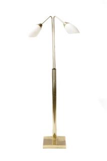 Appraisal: Mid Century Modern Brass Two Light Floor Lamp American circa