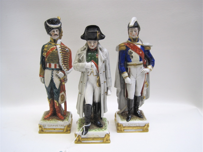 Appraisal: THREE GERMAN NAPOLEONIC PORCELAIN FIGURINES Jean Lannes - H Eugene