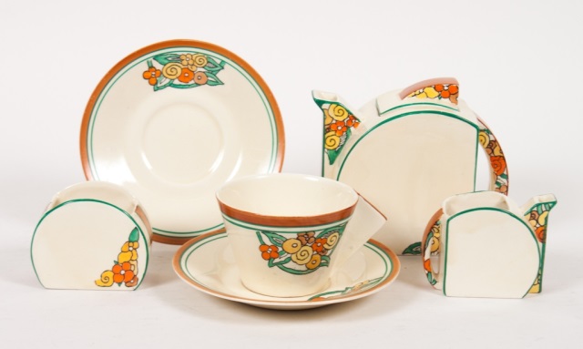 Appraisal: Clarice Cliff Bizarre Stamford -piece tea set circa Newport Pottery