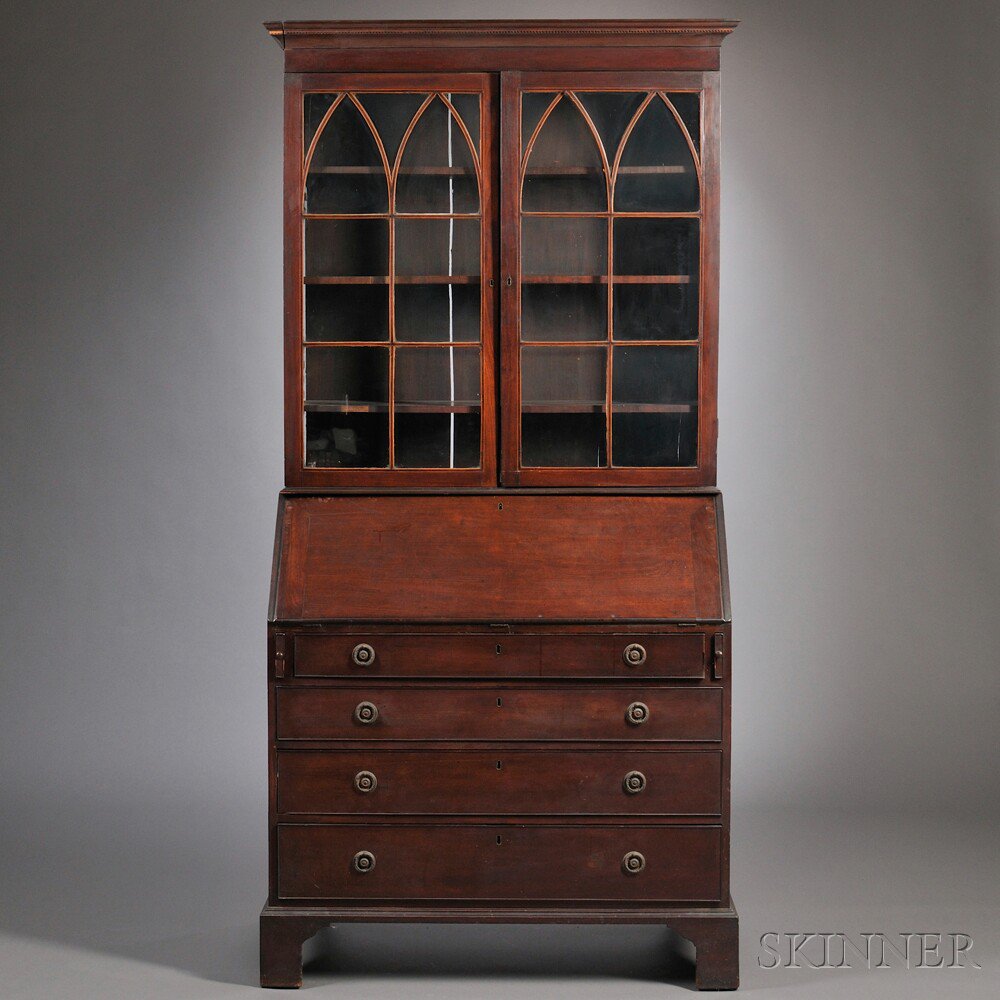 Appraisal: Georgian-style Mahogany Bureau Bookcase late th early th century upper