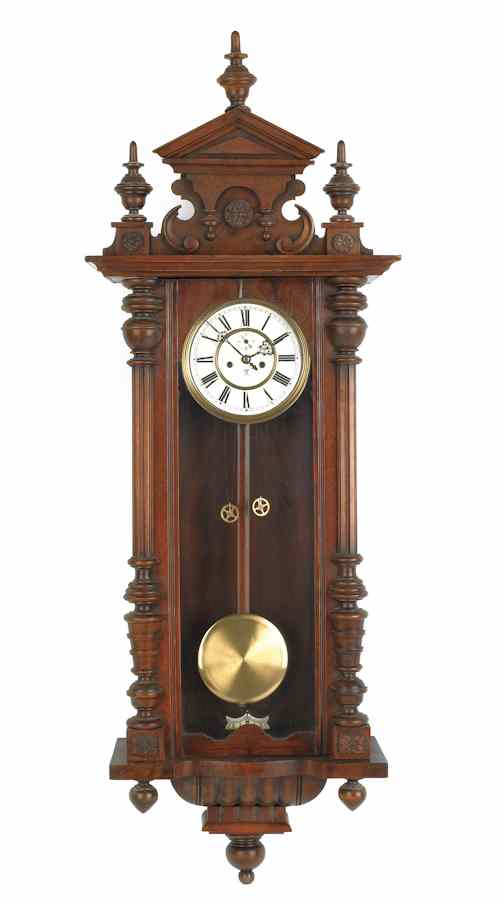 Appraisal: Gustav Becker Vienna walnut regulator clock th c h