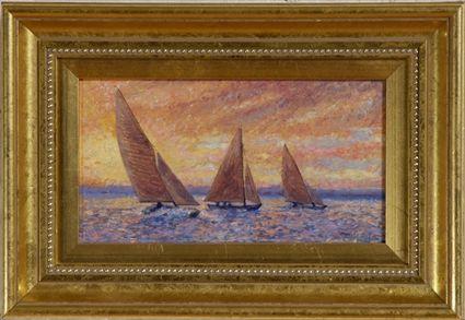 Appraisal: Ernee L Way American th C Cadmium Sky Sail Oil