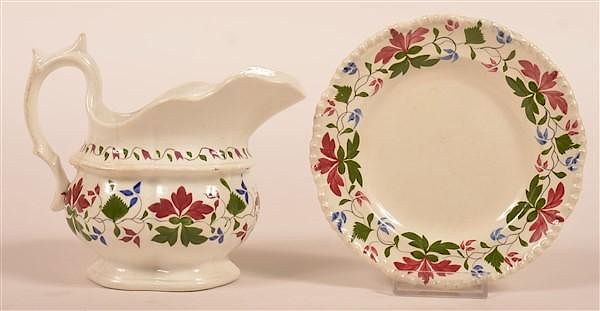 Appraisal: Two Pieces of Staffordshire Foliate Dec China Two Pieces of