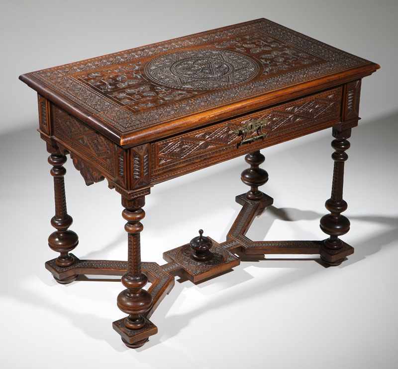 Appraisal: A Portuguese Baroque style carved hardwood side table Probably late