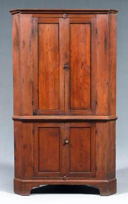 Appraisal: South Carolina corner cupboard one case construction with cut nails