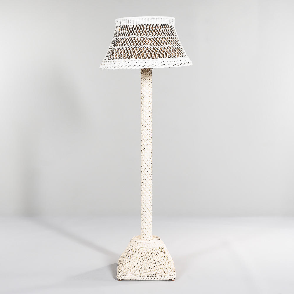 Appraisal: WHITE WICKER FLOOR LAMP overall ht shade dia in