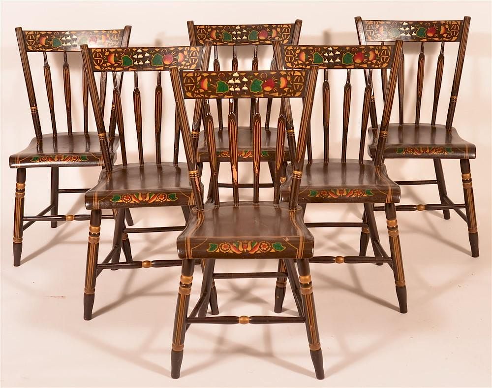 Appraisal: Set of Six PA Plank Seat Arrow Back Side Chairs