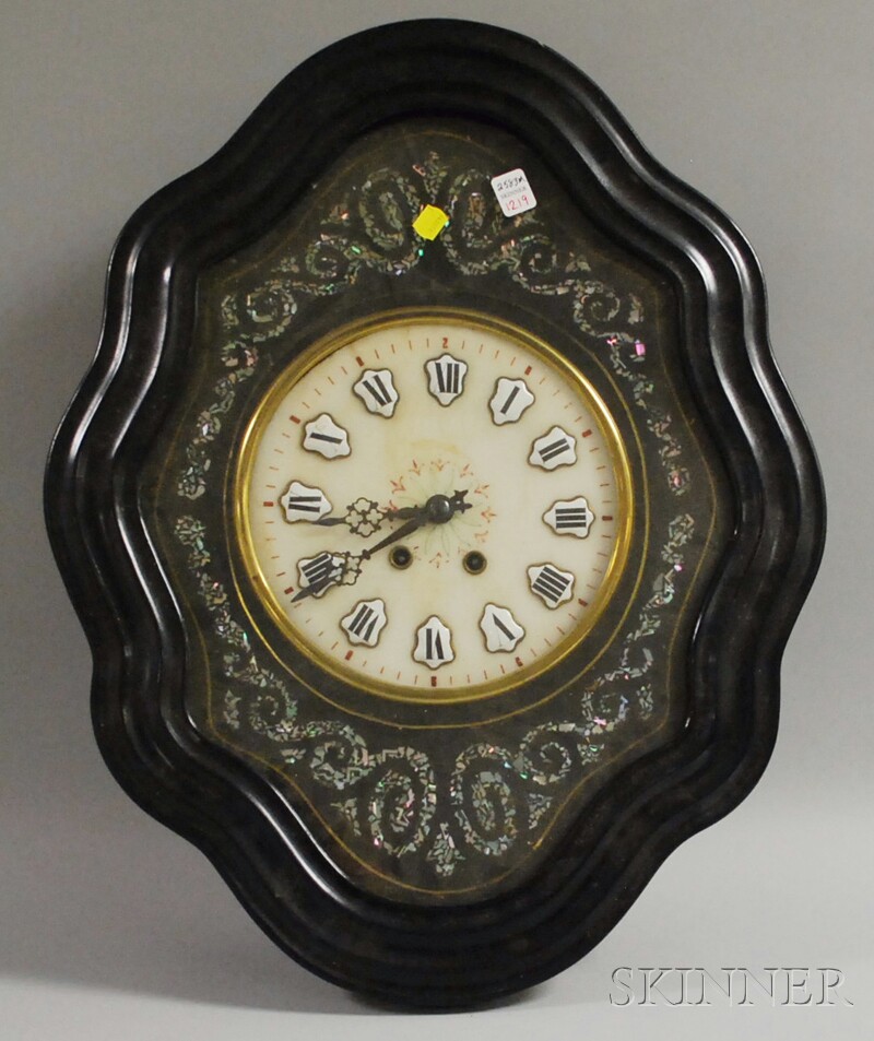 Appraisal: French Baker's Wall Clock case with ebonized moldings raised enameled