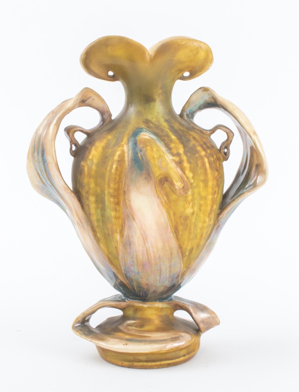 Appraisal: TURN TEPLITZ ART NOUVEAU CORN FORM PORCELAIN VASE Riessner Stellmacher