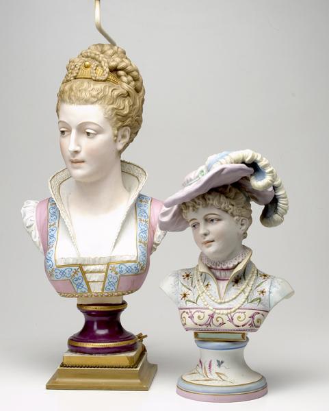 Appraisal: BISQUE BUSTS Two busts of ladies one French signed Paul