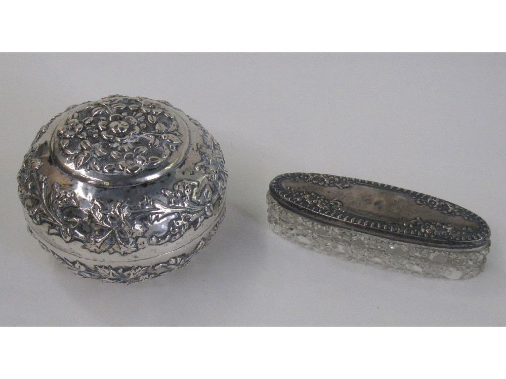 Appraisal: Lot comprising eastern silver talcum bowl and a pin dish