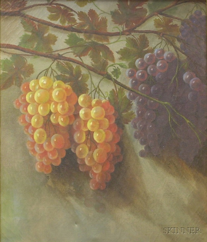 Appraisal: Framed Oil on Canvas Still Life of Grapevines unsigned Dimensions