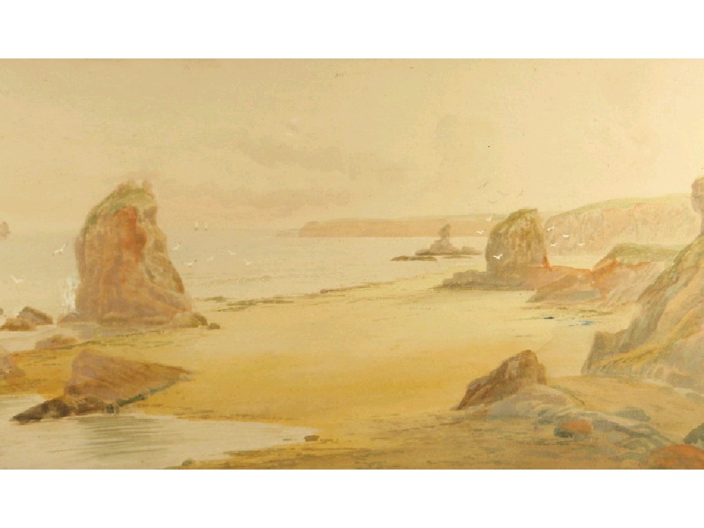 Appraisal: F Walters Watercolour drawing Bedruthan Steps Cornwall signed cm x