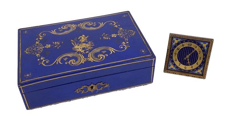 Appraisal: French Lacquered Box w Gilt Decorations Circa French Lacquered Box