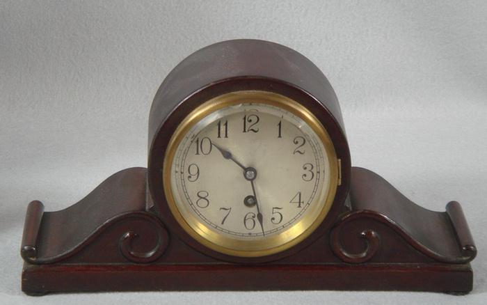 Appraisal: Mahogany tambour clock j Swiss movement signed A Doward sn