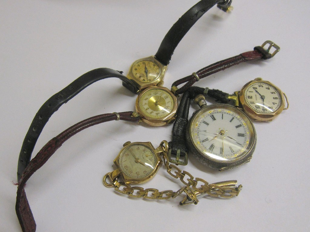 Appraisal: Four various ladies ct gold cased wrist watches by Avia