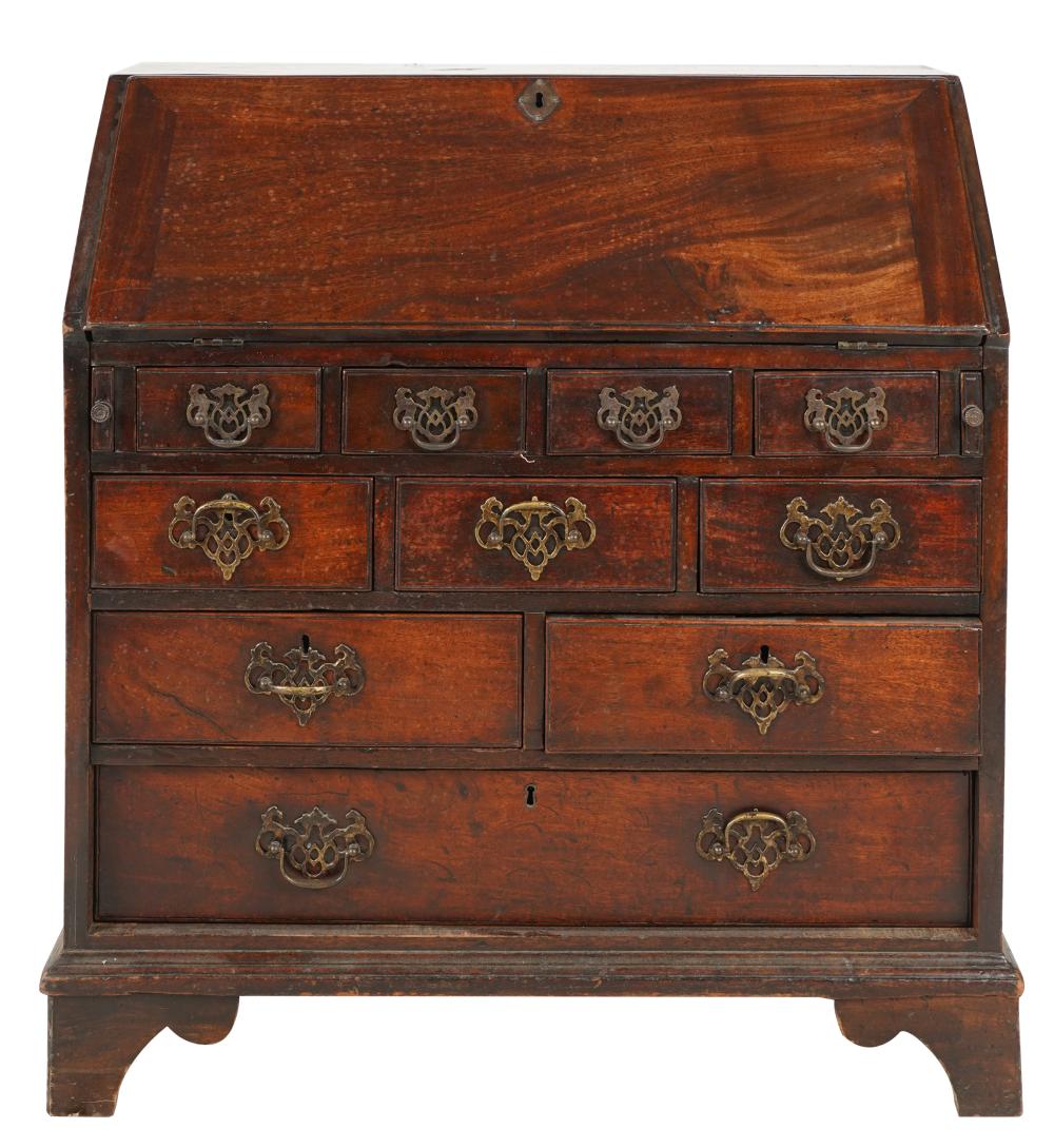 Appraisal: ENGLISH MAHOGANY DIMINUTIVE SLANT FRONT BUREAUthe hinged top enclosing a