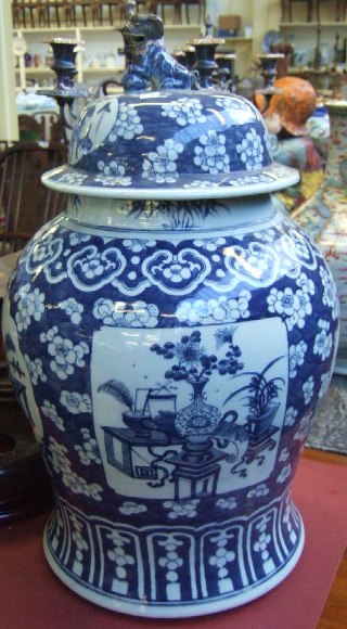 Appraisal: A large blue and white vase and cover late th