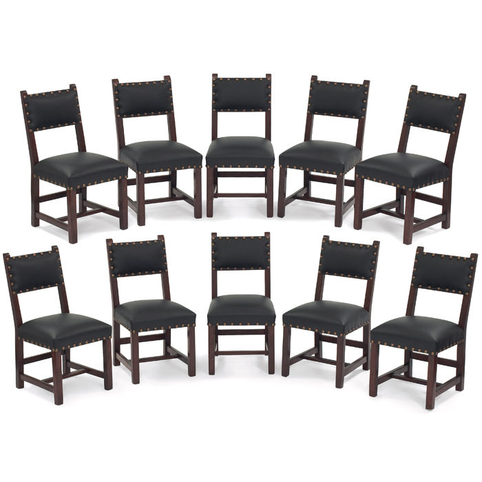 Appraisal: Arts and Crafts dining chairs set of ten heavy form