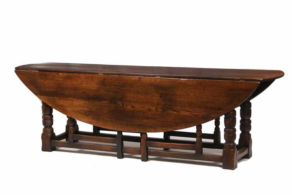 Appraisal: ENGLISH OAK WAKE TABLE - Early th c Custom Oak