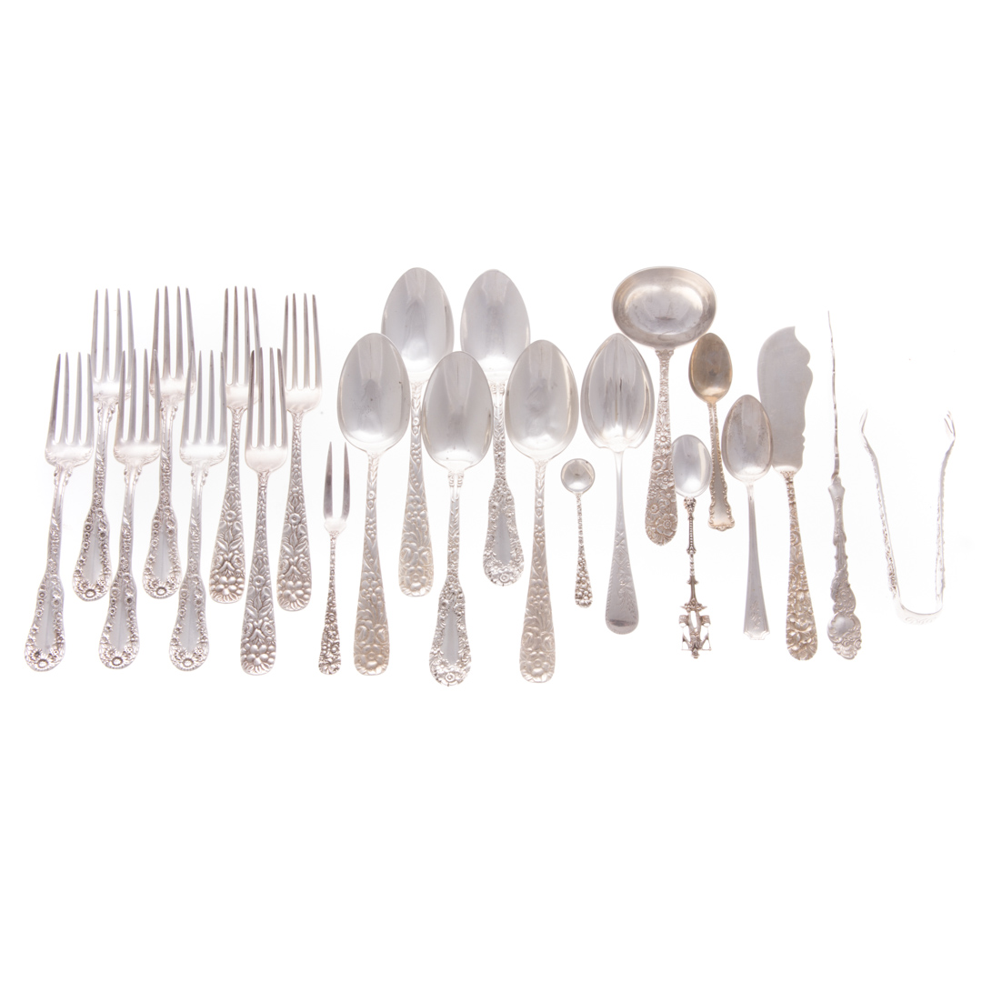 Appraisal: A collection of American sterling flatware pieces including forks spoons