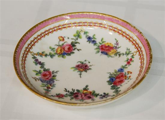 Appraisal: SEVRES FLORAL DECORATED DISH circa bearing interlaced L's and artists