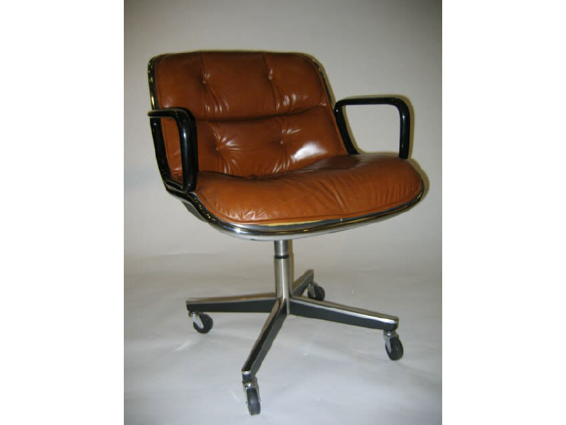 Appraisal: CHARLES POLLACK FOR HERMAN MILLER Molded plastic and brown leather