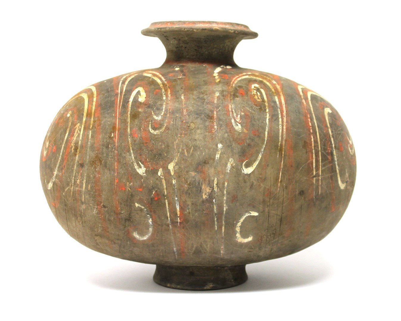 Appraisal: A Chinese grey pottery cocoon jar Han Dynasty of oblong