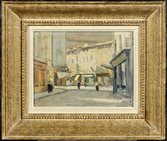 Appraisal: SURTEL PAUL France Street scene in Alger Oil on cardboard