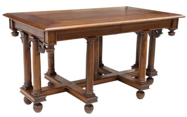 Appraisal: French Henri II style walnut library writing table th c