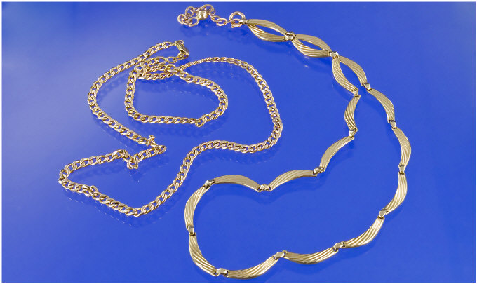 Appraisal: ct Gold Fancy Link Necklace Adjustable Length To Inches Together