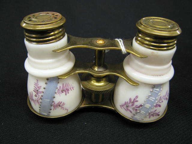 Appraisal: Victorian Figural Art Glass Salt Pepper Opera Glasses enameled attributed