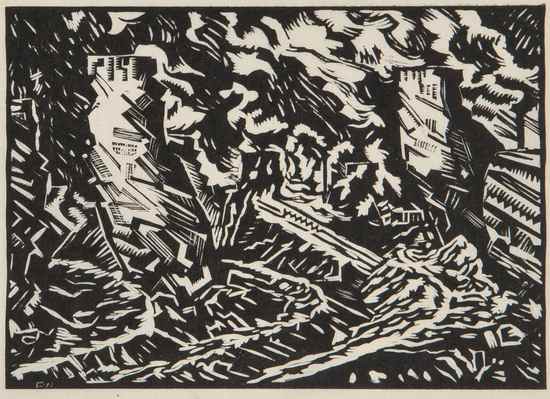 Appraisal: Edward Alexander Wadsworth - Tarmac c woodcut the edition was