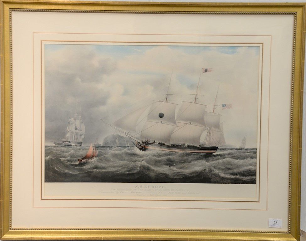 Appraisal: After Samuel Walters colored lithograph S S Europe Pioneer Ship