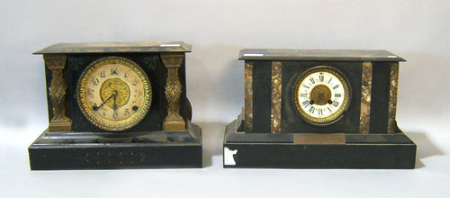 Appraisal: Two enameled iron mantle clocks late th c one is