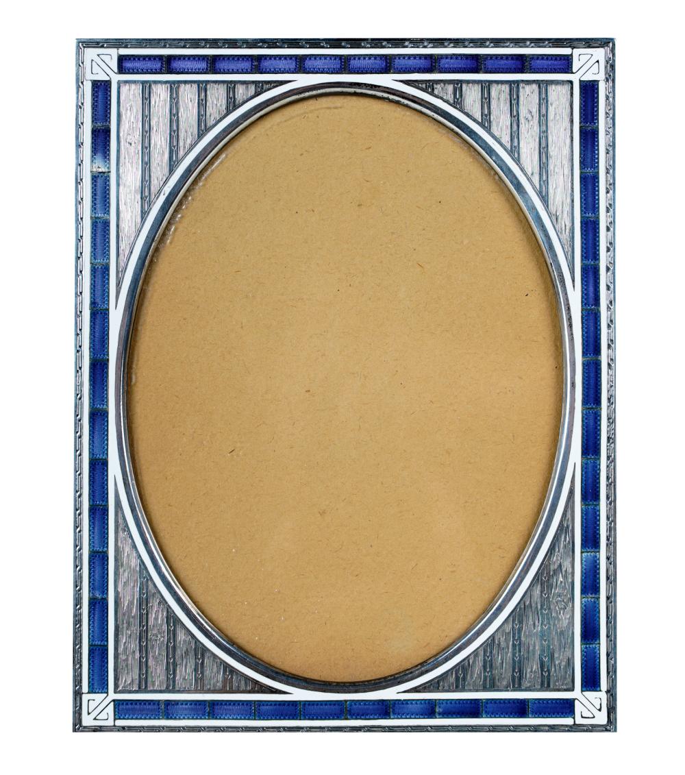 Appraisal: STERLING AND ENAMEL PICTURE FRAME x inches Condition